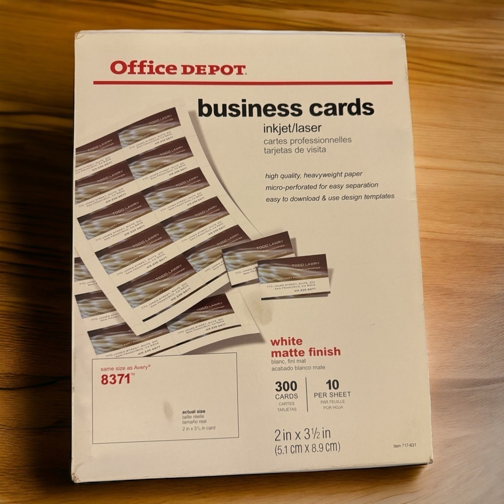 Office Depot Printable Business Cards 300 Count Sealed